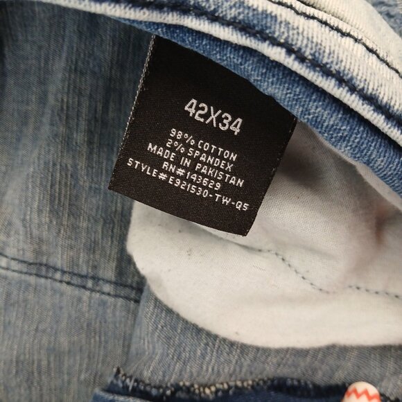 Encrypted Men's Distressed Sequin Y2K Streetwear Denim Jeans 42x34 1980 Vintage - Picture 10 of 14